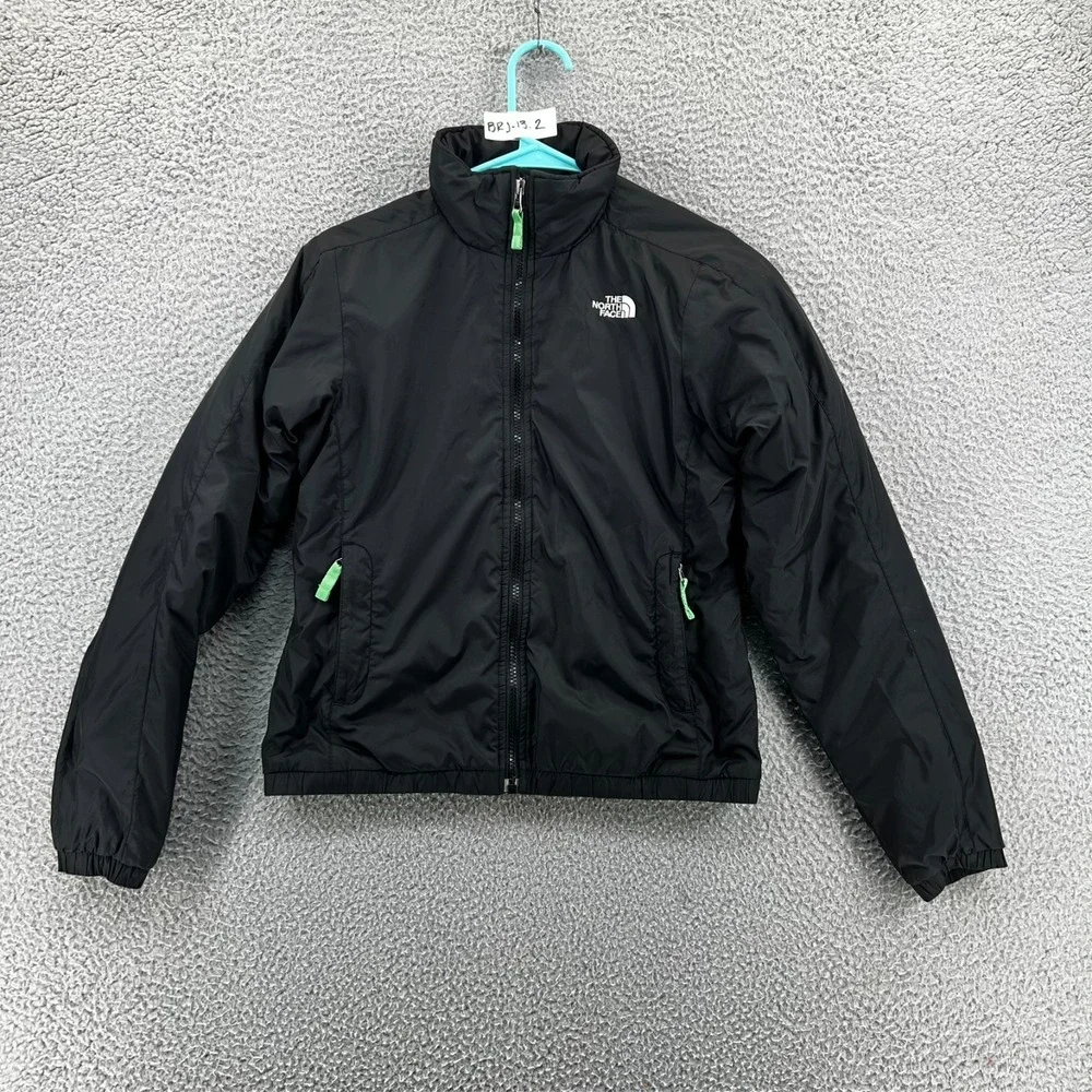 The North Face Women's Full‎ Zip Insulated Jacket Black Green Accents Size XS